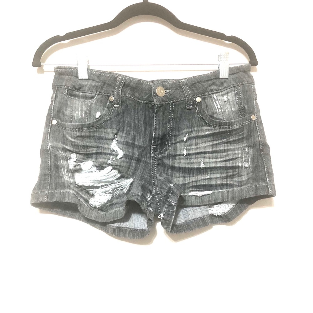 NV Black Distressed Denim Short. Black. Sz 7. Rare